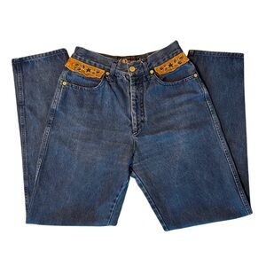 Vintage Italian Denim Jeans with Embroidered Western Waistband – W30